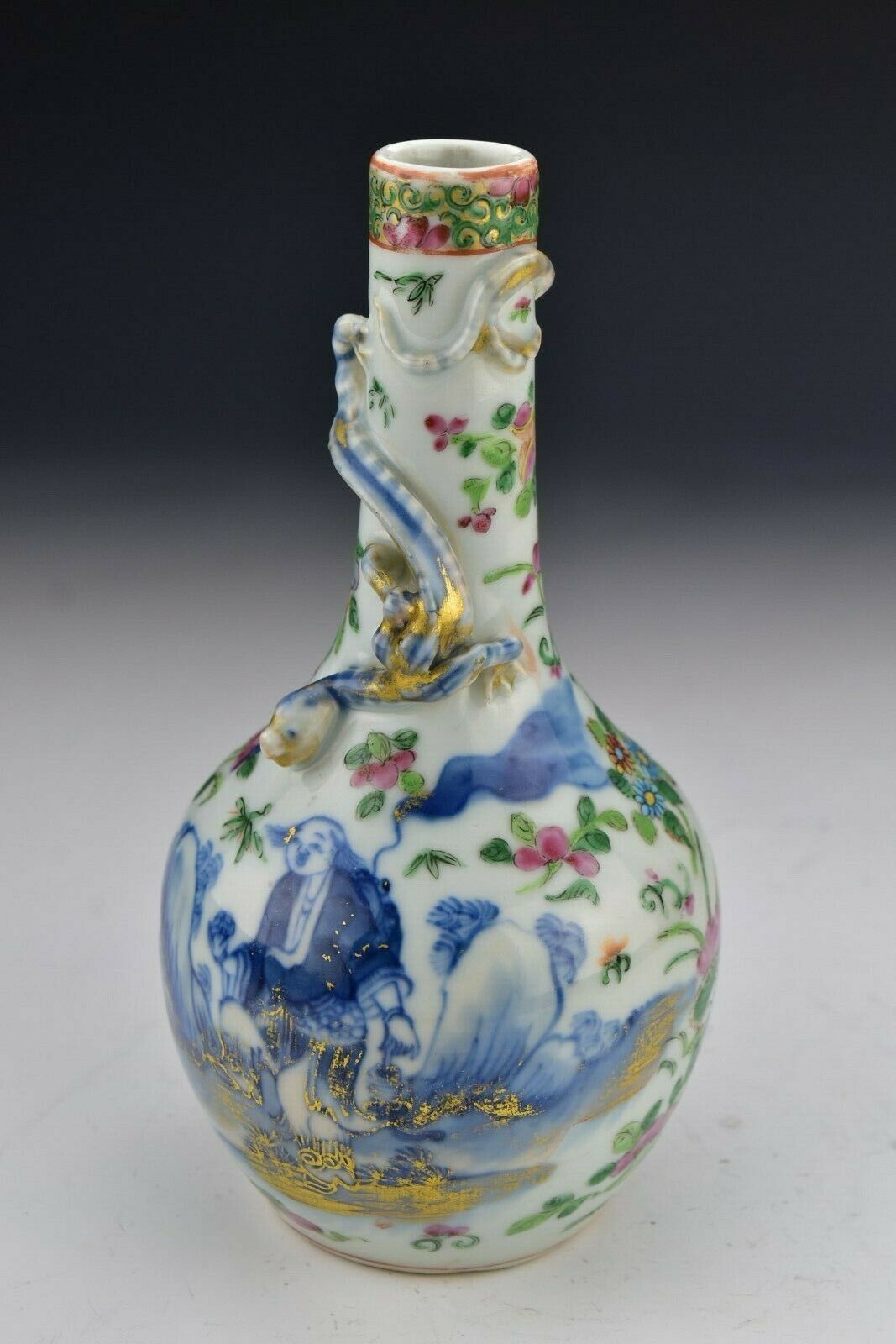 Chinese Famille Rose Porcelain Vase 19th Century Underglaze Blue Character Scene